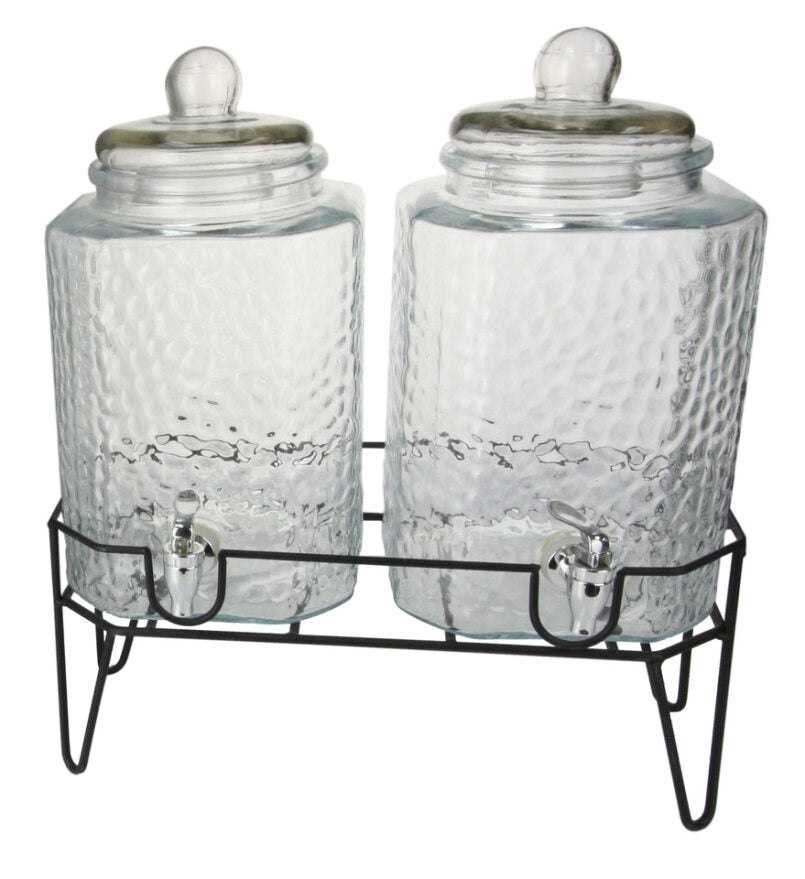 Set of 2 - One Gallon Glass Beverage Dispensers with Spigot - 100% Leak Proof 