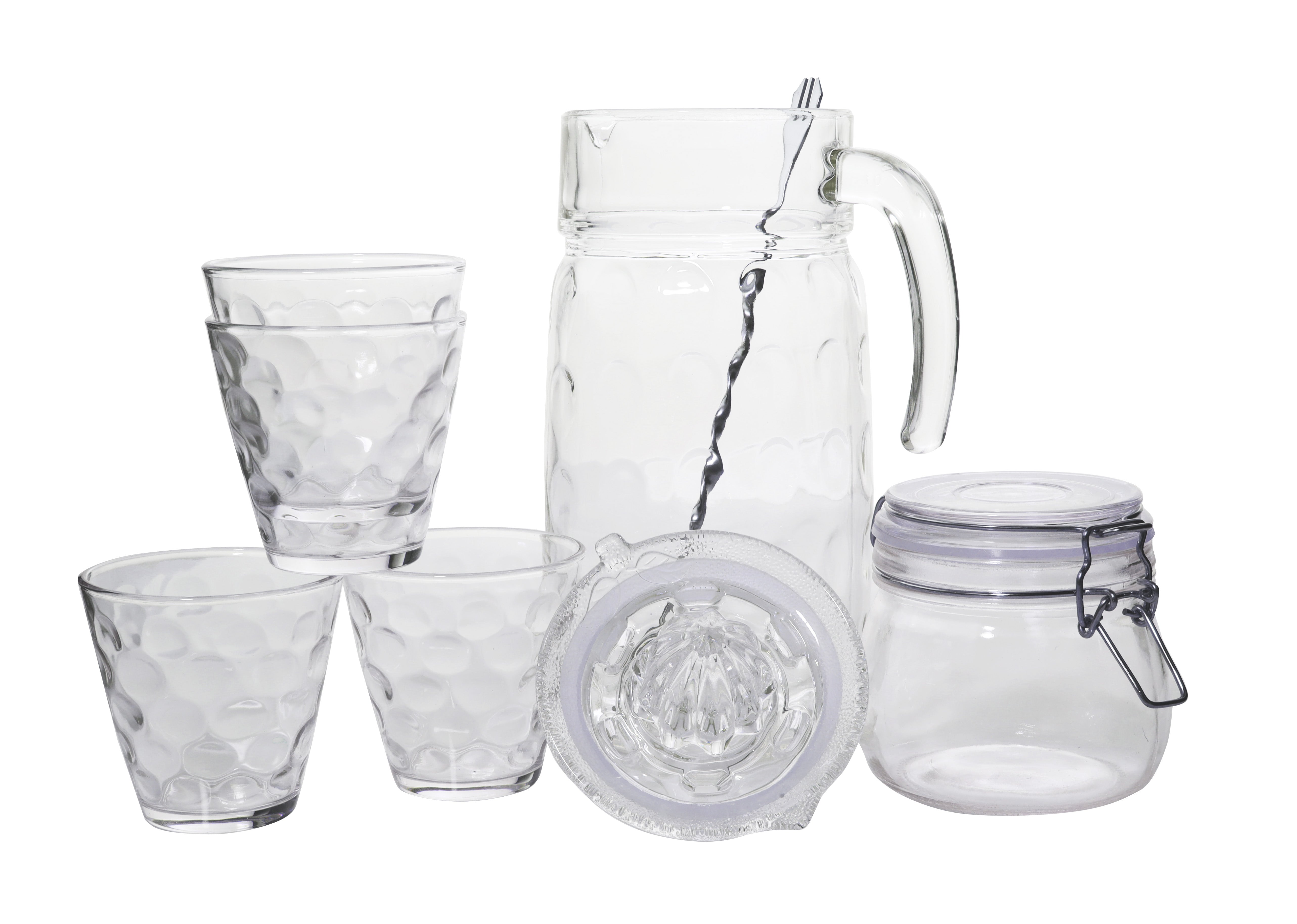 Wicker and Glass Juice Pitcher and Glass Set – Space Haven Home