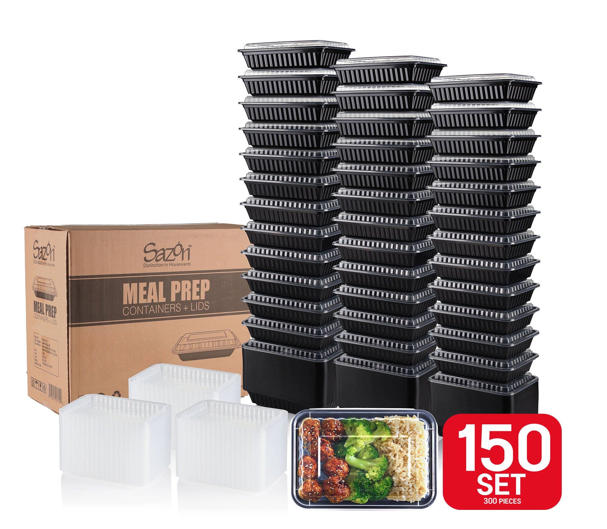 Sazon 32 oz Rectangular Meal Prep Containers, Set of 150