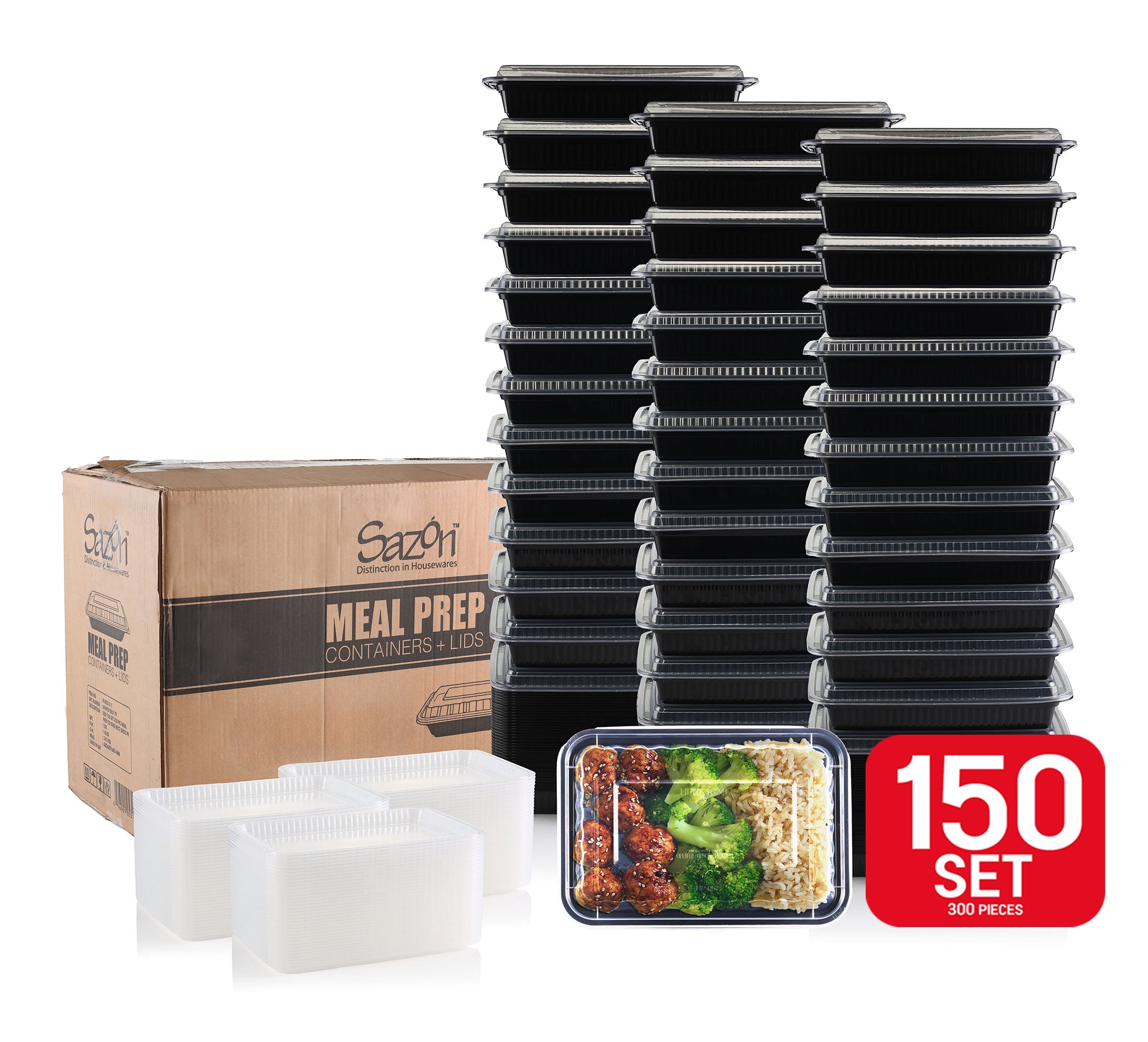 Sazon 38 oz Rectangular Meal Prep Containers, Set of 150