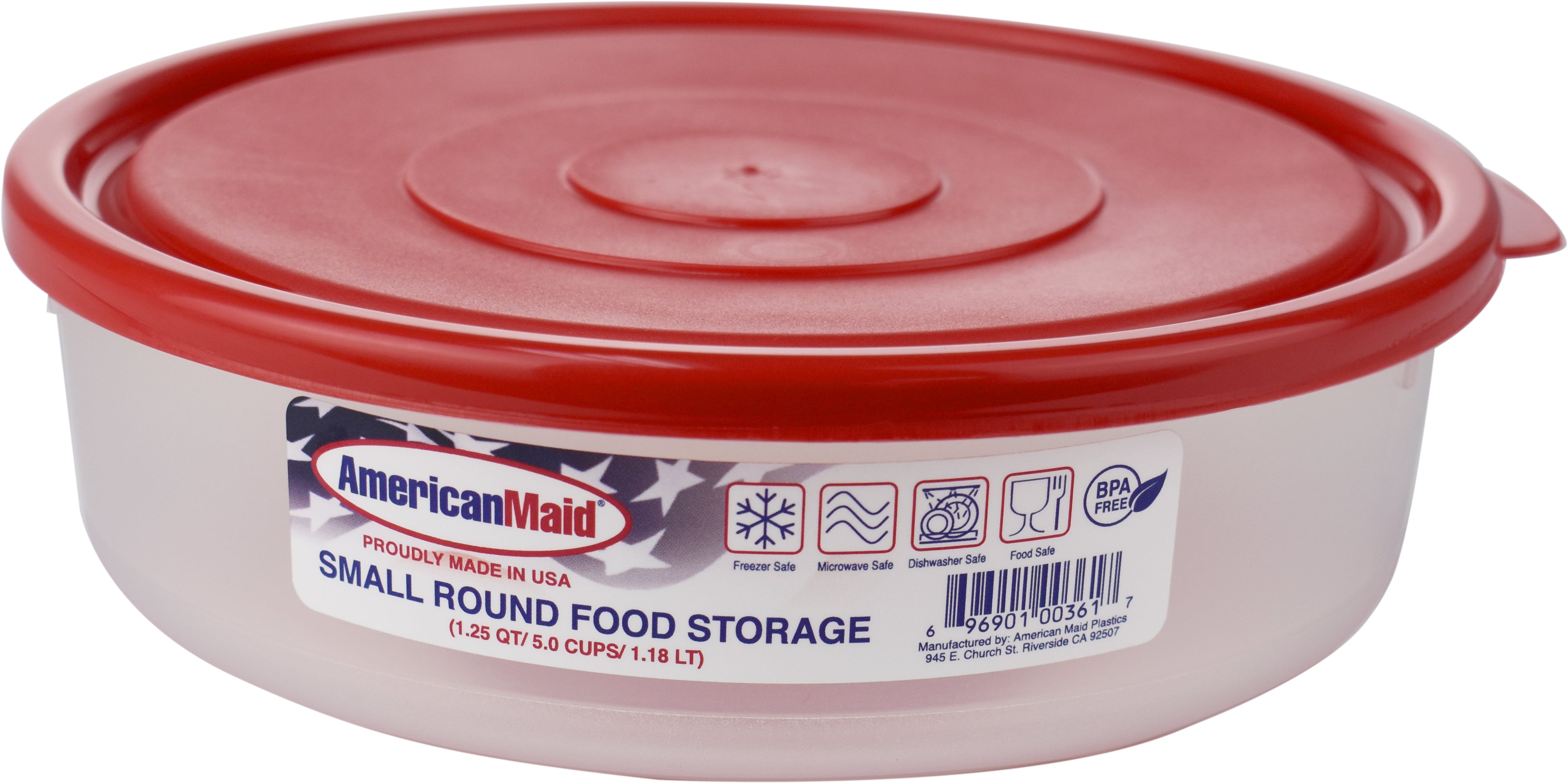 Small Round Food Storage Containers (1.25 QT/ 5.0 CUPS/ 1.18 LT) Set of 6
