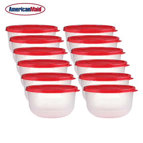 Round Food Storage (1.45 QT, 6 CUP, 1.4LT), Set of 12