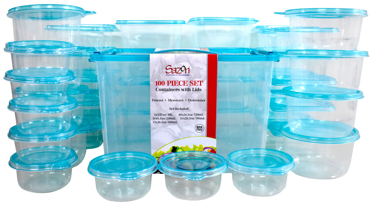 Wholesale 100pc Food Container Set CLEAR W/RED LID
