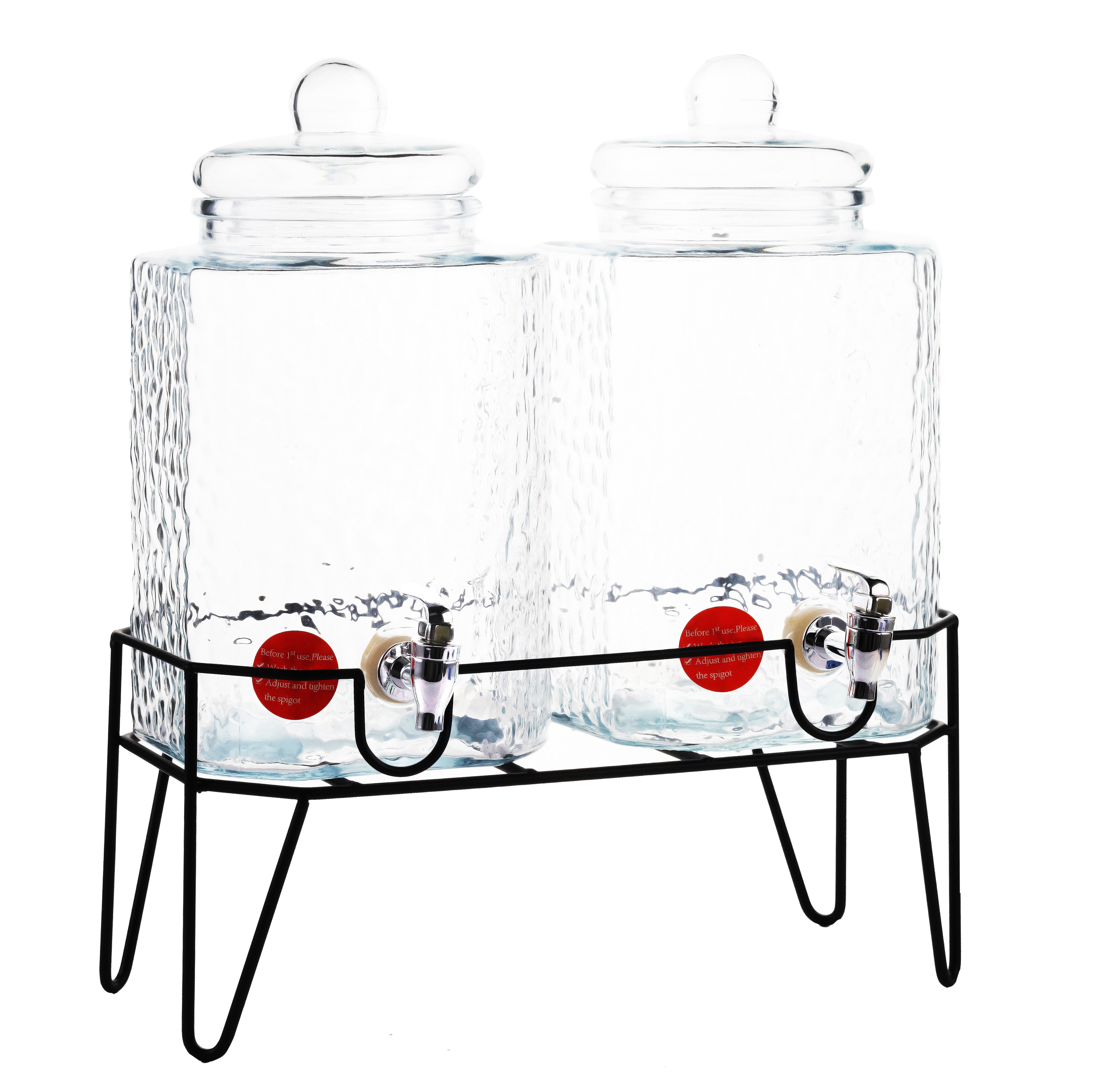Nice Heavy Cold Drink Quality Glassware Square W/Spout Drink Dispenser 13  Tall - Lil Dusty Online Auctions - All Estate Services, LLC