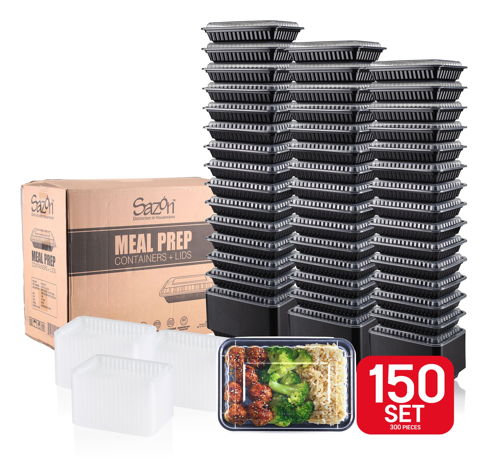 Sazon 28 oz Rectangular Meal Prep Containers, Set of 150