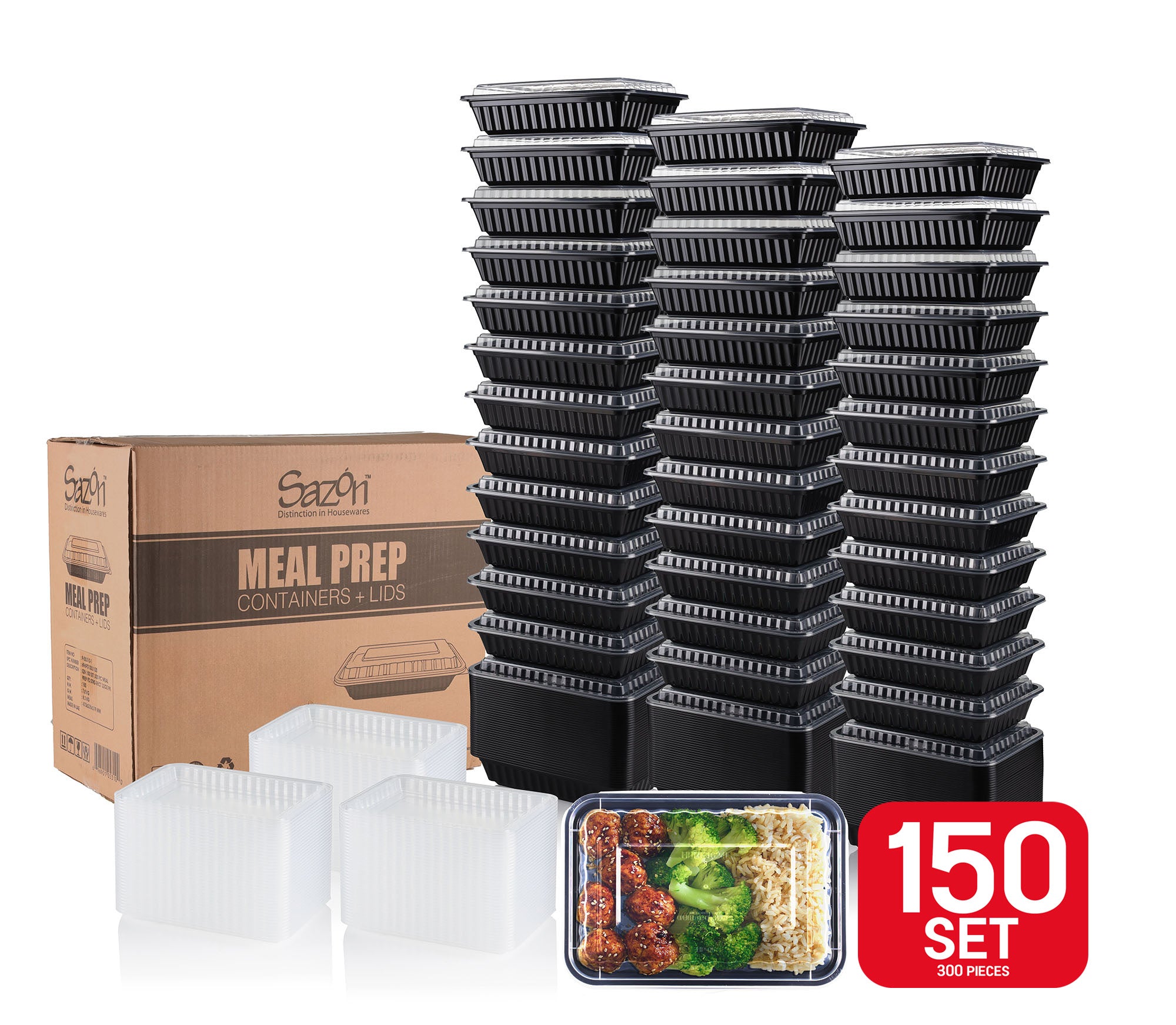 Sazon 32 oz Rectangular Meal Prep Containers, Set of 150