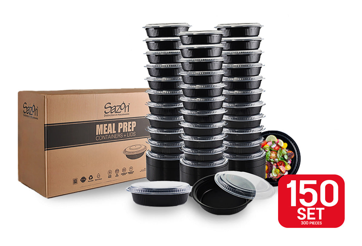 Sazon 48 oz Round Meal Prep Containers, Set of 150