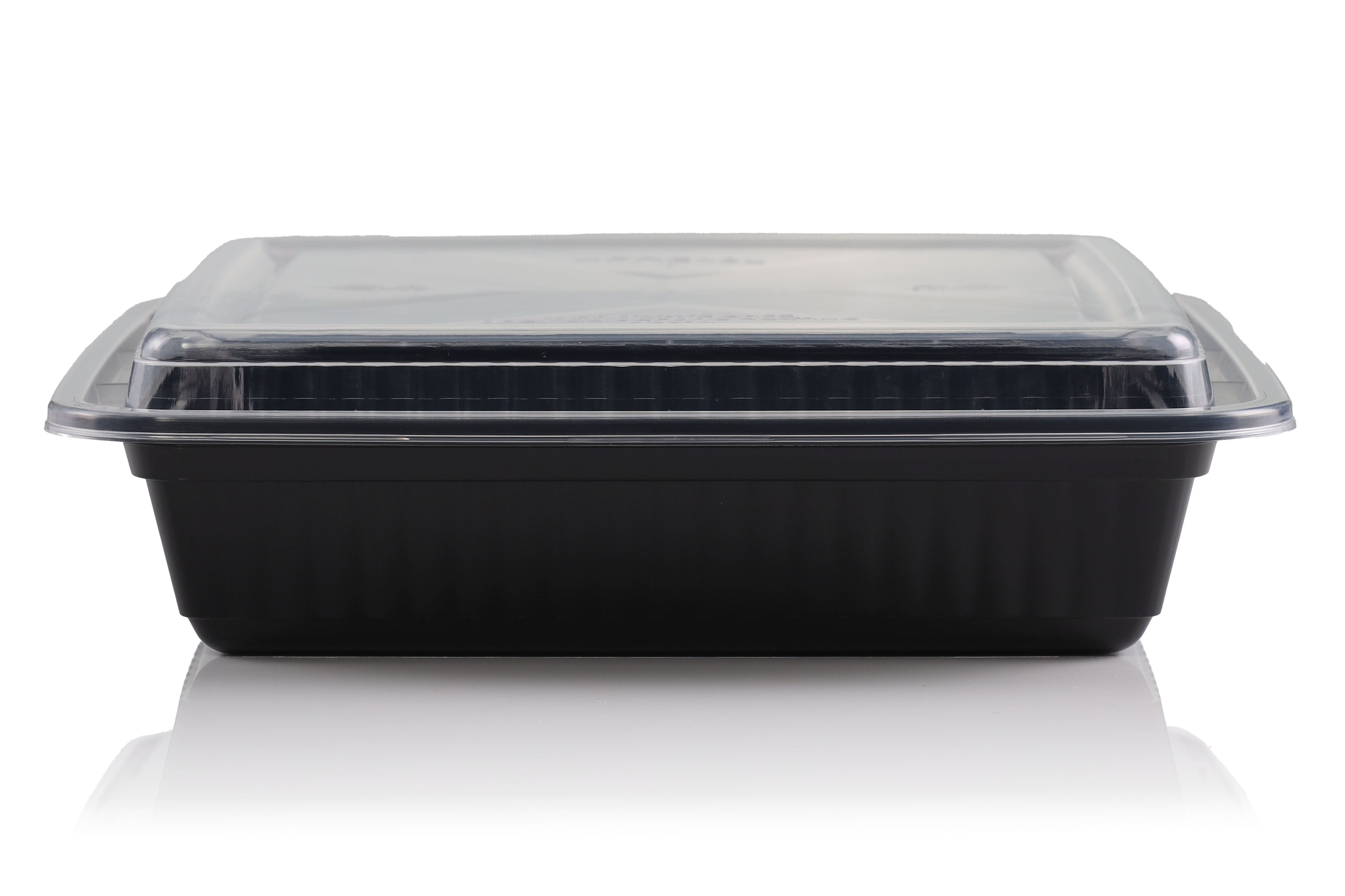  BWS 12 oz. Black 6 x 4 3/4 x 1 3/4 Rectangular Microwavable  Heavyweight Meal Prep Containers with Lids, Case of 150